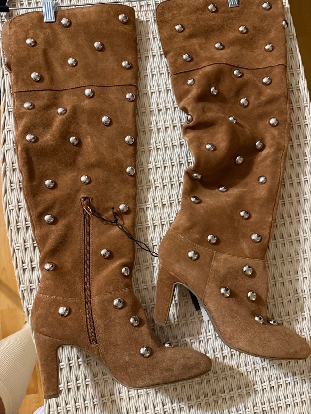 a.n.a Genuine Suede Studded Knee-High Boots | Women’s 8M | NWT | Cognac